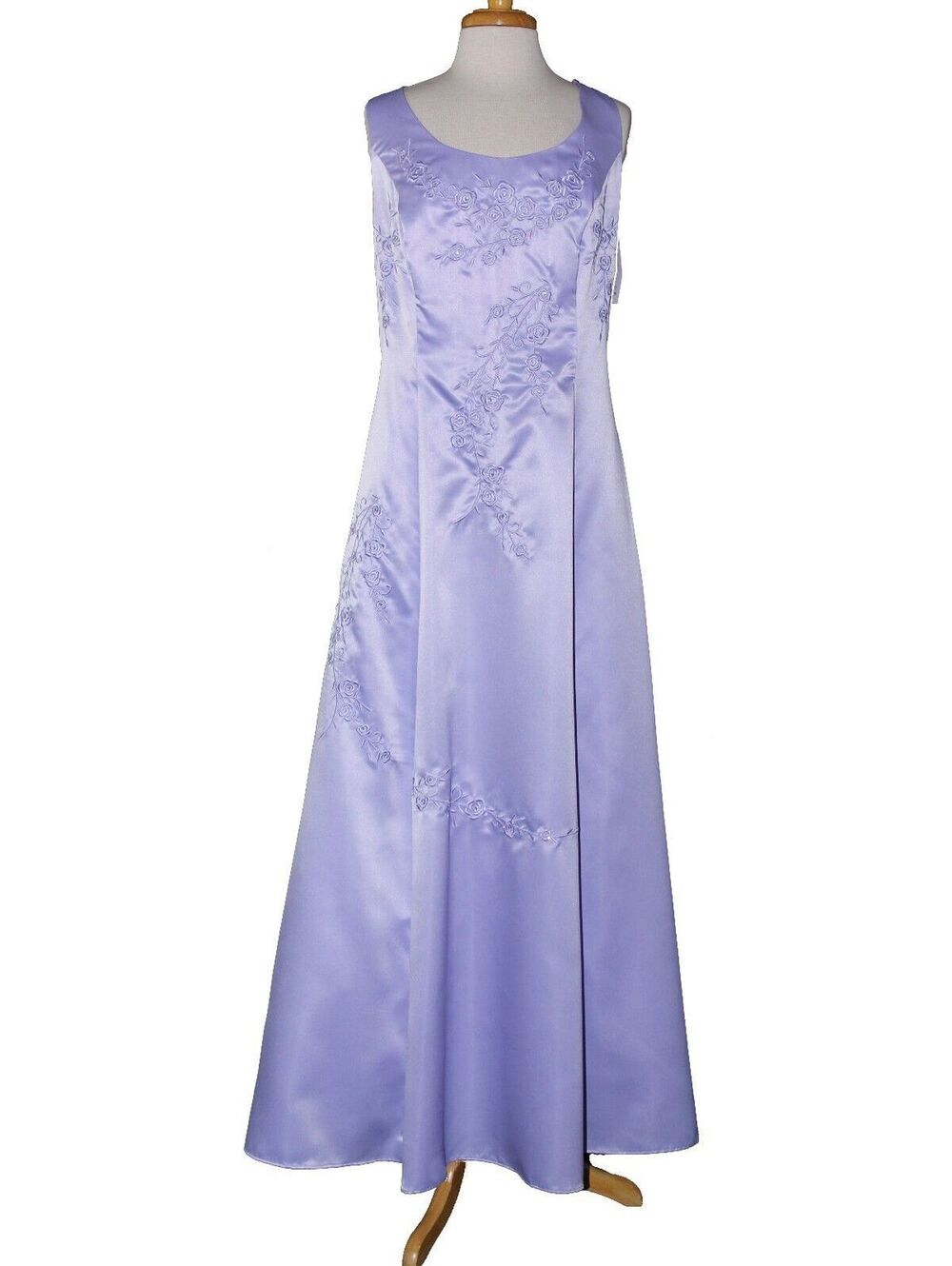 Poly USA #2680 Long Satin Bridesmaid Dress With Embroidery-Size 4X-LILAC-NWT